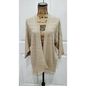 CHICO'S $109 NWT Kat Cardigan Sweater Shine Detail Beige Size 1 (Medium-8)